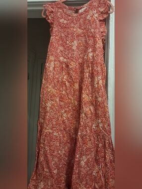 Universal Thread Red & Orange Floral Maxi Dress